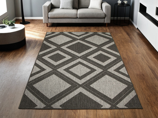 Dywan Dwustronny Sznurkowy Brussels 205386/11010 n.silver Antracyt Szary Romby Outdoor