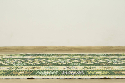 Dwustronny Dywanik Chodniczek Kilim Romby Zielony