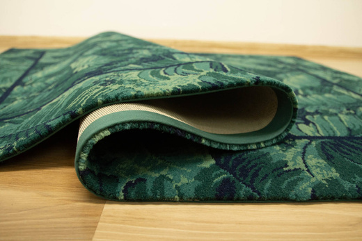 Wełniany Dywan Tempo-B Tion Teal Zielony Granatowy Liście