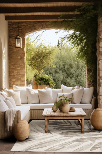 Dywan Dwustronny Sznurkowy Brussels 205768/10620 linen Jasny Beż Krem Liście Outdoor