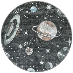 Okrągły Dywan Lima C288A d.grey/l.grey Szary Kremowy Planety Gwiazdy Kosmos