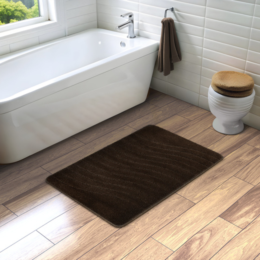 Dywanik Łazienkowy Antypoślizgowy Sara Wenge Brąz Fale