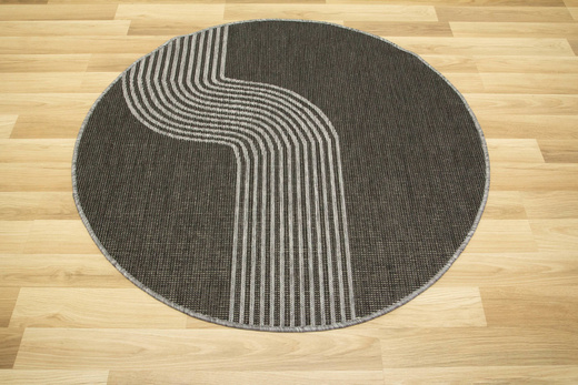 Okrągły Dwustronny Dywan Sznurkowy Brussels 205631/11020 Night Silver Szary Grafit Fala Outdoor