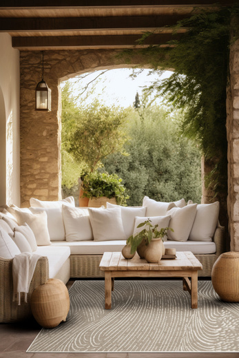 Dywan Dwustronny Sznurkowy Brussels 205784/10620 linen Jasny Beż Krem Liście Outdoor