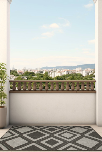 Dywan Dwustronny Sznurkowy Brussels 205386/11010 n.silver Antracyt Szary Romby Outdoor