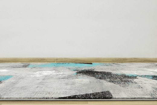 Dywan Victoria B885A d.grey/blue Trójkąty turkus Szary Przecierany