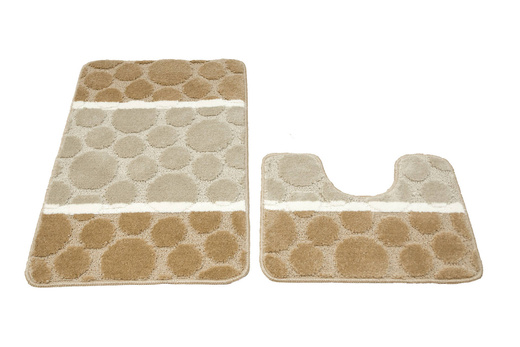 Komplet 2-częściowy Łazienkowy Siena Beige Beżowy Kropki Paski