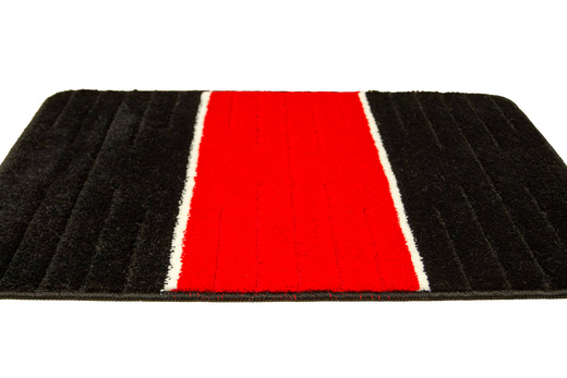 Dywanik Łazienkowy Como Red Czerwony Czarny Pasy