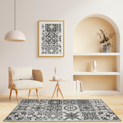 Antypoślizgowy Chodnik Patchwork Szary szerokość 67 cm