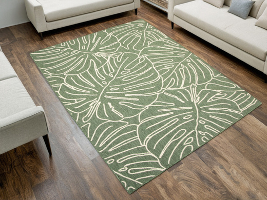 Dywan Dwustronny Sznurkowy Brussels 205625/10510 green w liście monstery Outdoor