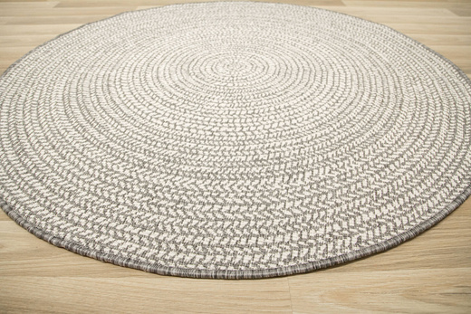 Okrągły Dwustronny Dywan Sznurkowy Brussels 205580/10010 silver Szary Krem Okręgi Outdoor