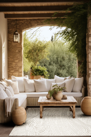 Dywan Dwustronny Sznurkowy Brussels 205784/10620 linen Jasny Beż Krem Liście Outdoor