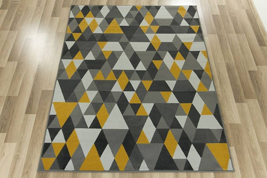 Dywan Luna 503834/89915 grey musztardowe trójkąty