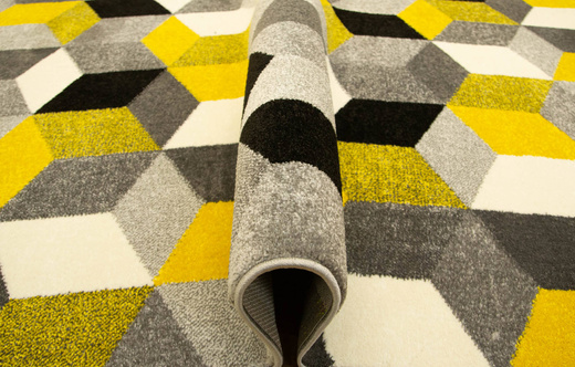Dywan Sumatra szary żółty E219 grey/yellow Szary Żółty Krem Romby Cubes