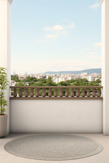 Okrągły Dywan Sznurkowy Patio 5007/170 Nature Beż Brąz Jodełka Zygzaki Outdoor