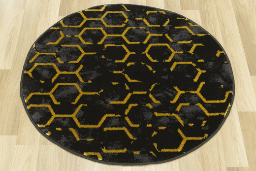 Okrągły Dywan Festival Gold 2296A black Plastry Miodu