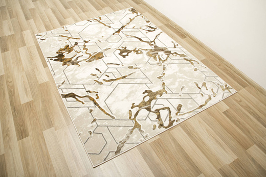 Dywan Elisa PF40A Brown Gold Beżowy Złoty Plastry Miodu