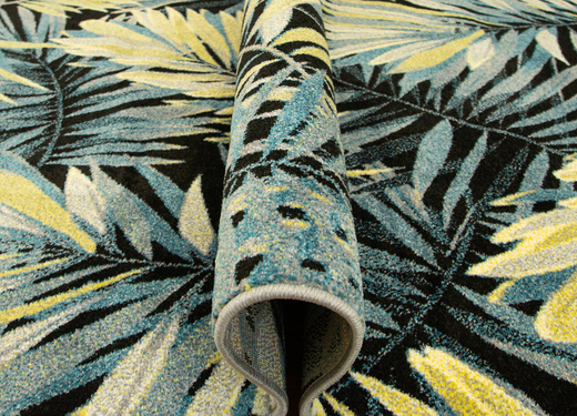 Dywan Free 11291/948 Turkus Żółty Liście Palmy