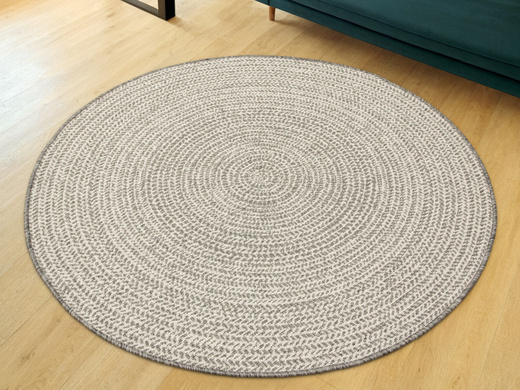 Okrągły Dwustronny Dywan Sznurkowy Brussels 205580/10010 silver Szary Krem Okręgi Outdoor