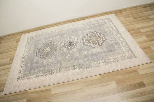 Wełniany Dywilan Moon Ashan Silver Ornament Szary Niebieski