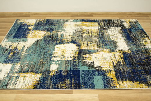 Dywan Victoria 7561A cream/blue Abstrakcyjny PrzecieranyKrem Turkus Żółty