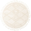 Okrągły Dywan Berber 6843 ivory Krem Romby 3D z frędzlami
