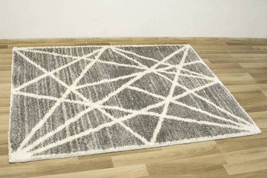 Puszysty Dywan Pulpy Shaggy A522A d.grey/cream Szary Kremowy Trójkąty