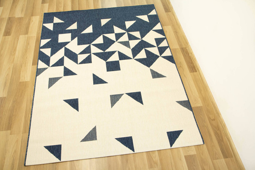 Dywan Sznurkowy Dwupoziomowy Vigo 20401/994 Granatowy Krem Trójkąty