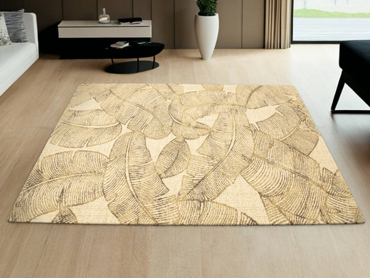 Wełniany Dywan Tempo Natural-B Feath Krem Beż Liście