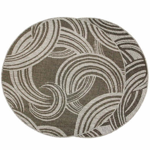Okrągły Dwustronny Dywan Sznurkowy Brussels 205449/11020 Night Silver Szary Grafit Kółka Outdoor