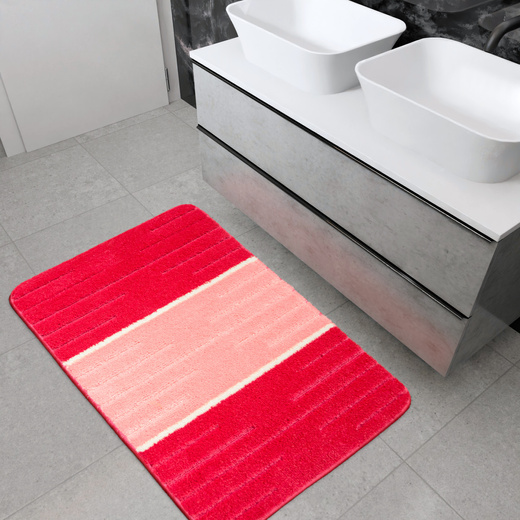 Dywanik Łazienkowy Como Pink Róż Krem Pasy