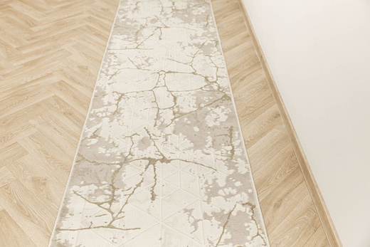 Chodnik Allora Plus B919A cream/cream Marmur Trójkąty Beż Krem Złoto szerokość 100 cm