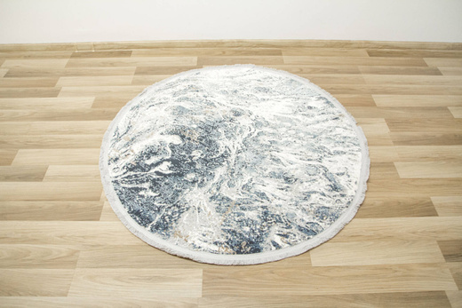 Okrągły Dywan 101 grey/navy Niebieski Szary Marmur