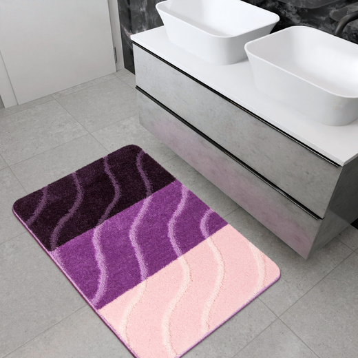 Dywanik Łazienkowy Fiori Fiolet Pasy Fale