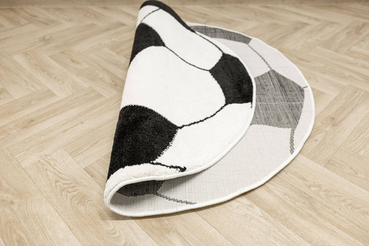 Okrągły Dywan Lima G758B white/black Piłka Football Biały Czarny