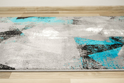 Chodnik Victoria B885Ad.g Trójkąty Turkus Szary Przecierany szerokość 70 cm