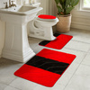 Komplet 3-częściowy Łazienkowy Fiori Red Czerwony Czarny Pasy Fale