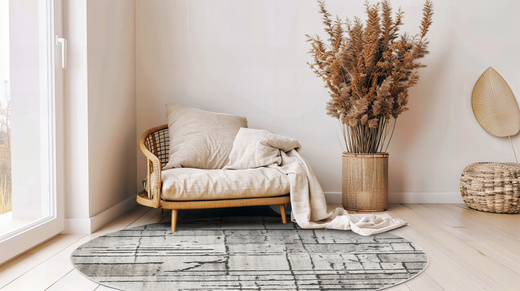 Dywan Okrągły Matara P157A l.grey/sp.antr Beż Szary Kwadraty