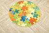 Okrągły Kolorowy Dywan Dziecięcy Puzzle Multicolor