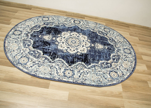 Owalny Dywan Victoria 7094A l.blue/cream owal Ornament Niebieski Krem