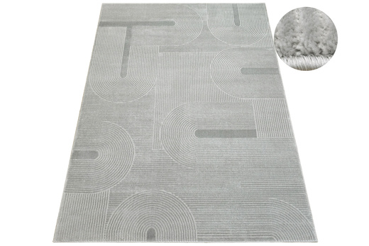 Dywan Misha J087A l.grey/d.grey Szary Półkola Linie