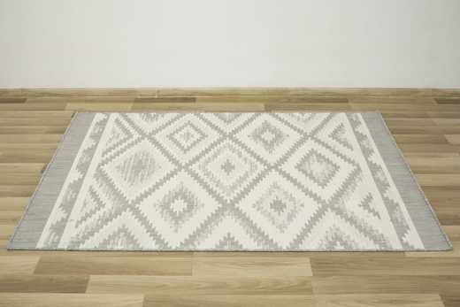 Dywan Sznurkowy Berg 28364/34 Aztec Romby Zygzaki Szary Krem