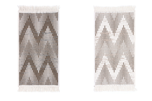 Dwustronny Dywanik Chodniczek Orient 40x70 5 Zygzaki Brąz Krem Krem