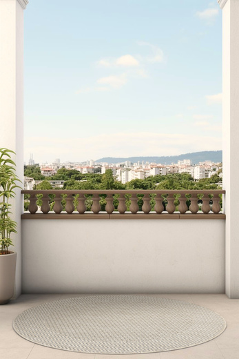 Okrągły Dywan Sznurkowy Jeans 19242/P01 Koło Beż Krem Jodełka