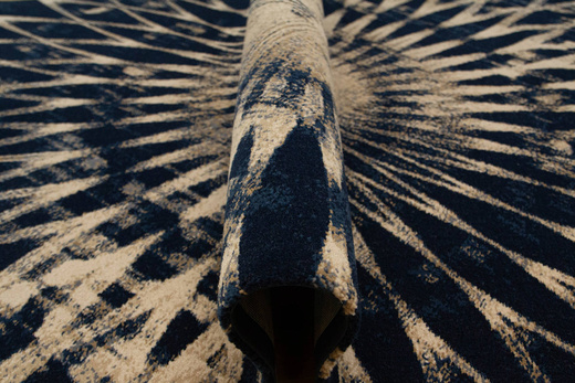 Wełniany Dywan Tempo-B Domio Denim Granatowy Beżowy Rozeta