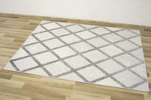 Dywan Sznurkowy Stella D413A l.grey/d.grey Romby Szary Srebrny Krem