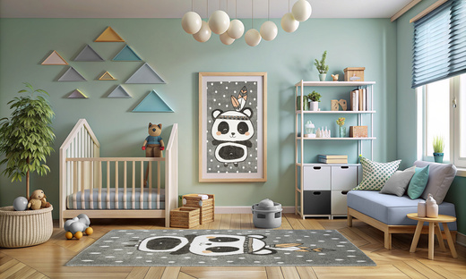 Dywan Dziecięcy Lima 9371A l.grey/rose Szary Róż Panda Indianin