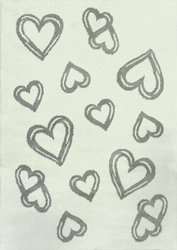 Dywan Slim pluszowy 6923 white/grey serca kremowo szare