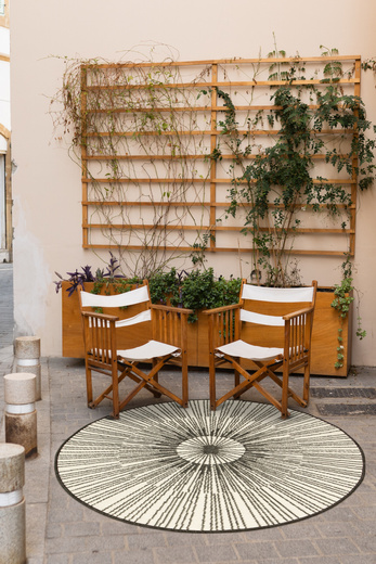 Okrągły Dwustronny Dywan Sznurkowy Brussels 205634/10110 Night Antracyt Krem Outdoor