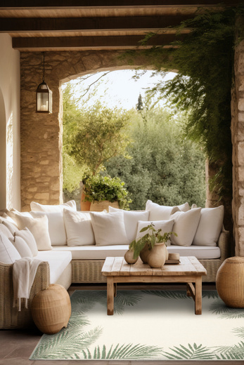 Dywan Dwustronny Sznurkowy Brussels 205183/10520 green liście palmy Outdoor